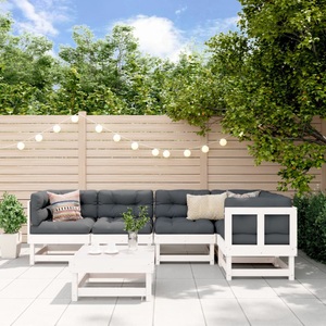 vidaXL, vidaXL 6-tlg. Garten-Lounge-Set Weiß Massivholz Kiefer, vidaXL 6-tlg. Garten-Lounge-Set Weiß Massivholz Kiefer