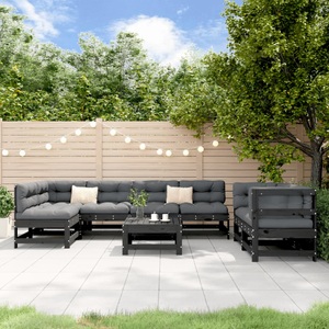 vidaXL, vidaXL 8-tlg. Garten-Lounge-Set Schwarz Massivholz Kiefer, 