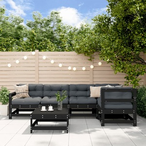 vidaXL, vidaXL 6-tlg. Garten-Lounge-Set Schwarz Massivholz Kiefer, 