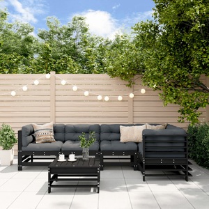 vidaXL, vidaXL 6-tlg. Garten-Lounge-Set Schwarz Massivholz Kiefer, 