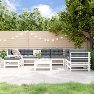 vidaXL, vidaXL 8-tlg. Garten-Lounge-Set Weiß Massivholz Kiefer, VidaXL - Garten lounge set kiefernholz, One Size, Weiss