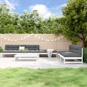vidaXL, vidaXL 6-tlg. Garten-Lounge-Set Weiß Massivholz Kiefer, vidaXL 6-tlg. Garten-Lounge-Set Weiß Massivholz Kiefer