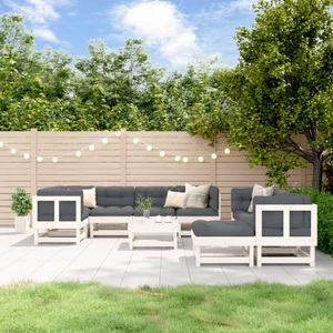 vidaXL, vidaXL 10-tlg. Garten-Lounge-Set Weiß Massivholz Kiefer, vidaXL 10-tlg. Garten-Lounge-Set Weiß Massivholz Kiefer