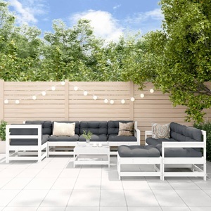 vidaXL, vidaXL 10-tlg. Garten-Lounge-Set Weiß Massivholz Kiefer, vidaXL 10-tlg. Garten-Lounge-Set Weiß Massivholz Kiefer