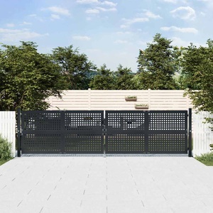 vidaXL, vidaXL Gartentor Anthrazit 400x125 cm Stahl, vidaXL Gartentor Anthrazit 400x125 cm Stahl