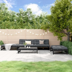 vidaXL, vidaXL 5-tlg. Garten-Lounge-Set Schwarz Massivholz Kiefer, vidaXL 5-tlg. Garten-Lounge-Set Schwarz Massivholz Kiefer