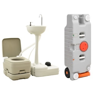 vidaXL, vidaXL Tragbare Campingtoilette mit Waschbecken und Wasserbehälter, vidaXL Tragbare Campingtoilette mit Waschbecken und Wasserbehälter