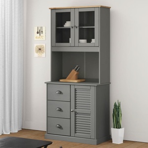 vidaXL, vidaXL Sideboard-Aufsatz VIGO Grau 78x30x100 cm Massivholz Kiefer