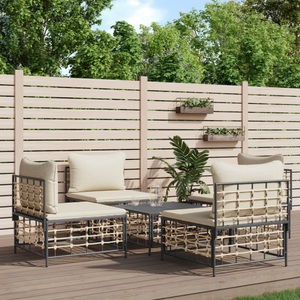 vidaXL, vidaXL 5-tlg. Garten-Lounge-Set mit Kissen Anthrazit Poly Rattan