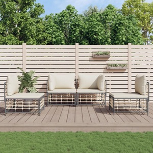vidaXL, vidaXL 4-tlg. Garten-Lounge-Set mit Kissen Anthrazit Poly Rattan