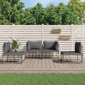 vidaXL, vidaXL 4-tlg. Garten-Lounge-Set mit Kissen Anthrazit Poly Rattan