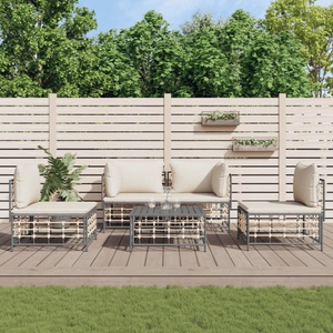 vidaXL, vidaXL 5-tlg. Garten-Lounge-Set mit Kissen Anthrazit Poly Rattan
