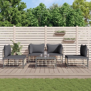 vidaXL, vidaXL 5-tlg. Garten-Lounge-Set mit Kissen Anthrazit Poly Rattan