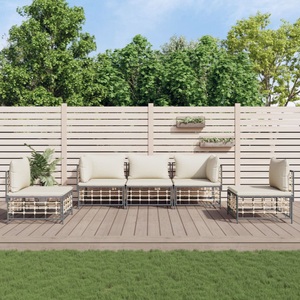 vidaXL, vidaXL 5-tlg. Garten-Lounge-Set mit Kissen Anthrazit Poly Rattan