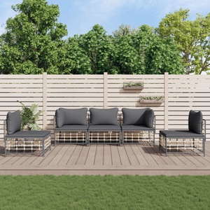 vidaXL, vidaXL 5-tlg. Garten-Lounge-Set mit Kissen Anthrazit Poly Rattan