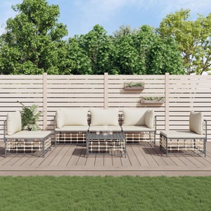 vidaXL, vidaXL 6-tlg. Garten-Lounge-Set mit Kissen Anthrazit Poly Rattan