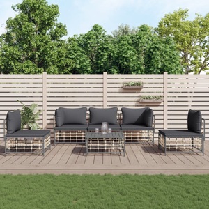 vidaXL, vidaXL 6-tlg. Garten-Lounge-Set mit Kissen Anthrazit Poly Rattan