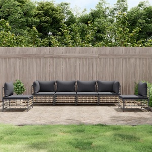vidaXL, vidaXL 6-tlg. Garten-Lounge-Set mit Kissen Anthrazit Poly Rattan