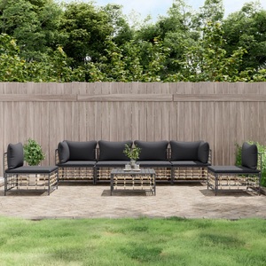 vidaXL, vidaXL 7-tlg. Garten-Lounge-Set mit Kissen Anthrazit Poly Rattan
