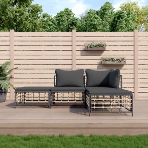 vidaXL, vidaXL 4-tlg. Garten-Lounge-Set mit Kissen Anthrazit Poly Rattan