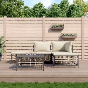 vidaXL, vidaXL 5-tlg. Garten-Lounge-Set mit Kissen Anthrazit Poly Rattan