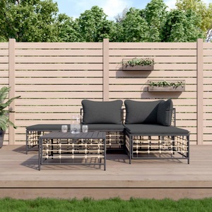 vidaXL, vidaXL 5-tlg. Garten-Lounge-Set mit Kissen Anthrazit Poly Rattan