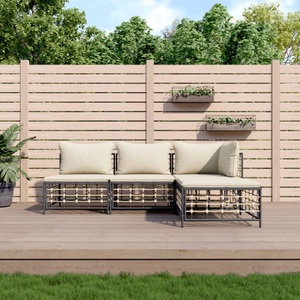 vidaXL, vidaXL 4-tlg. Garten-Lounge-Set mit Kissen Anthrazit Poly Rattan