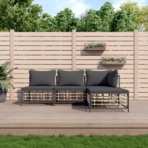 vidaXL, vidaXL 4-tlg. Garten-Lounge-Set mit Kissen Anthrazit Poly Rattan
