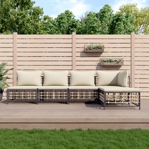 vidaXL, vidaXL 5-tlg. Garten-Lounge-Set mit Kissen Anthrazit Poly Rattan