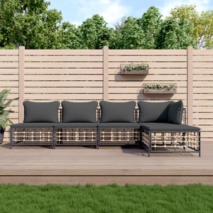 vidaXL, vidaXL 5-tlg. Garten-Lounge-Set mit Kissen Anthrazit Poly Rattan