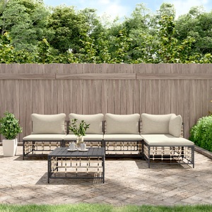 vidaXL, vidaXL 6-tlg. Garten-Lounge-Set mit Kissen Anthrazit Poly Rattan
