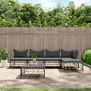 vidaXL, vidaXL 6-tlg. Garten-Lounge-Set mit Kissen Anthrazit Poly Rattan