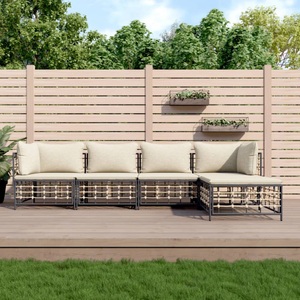 vidaXL, vidaXL 5-tlg. Garten-Lounge-Set mit Kissen Anthrazit Poly Rattan
