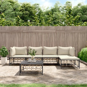 vidaXL, vidaXL 6-tlg. Garten-Lounge-Set mit Kissen Anthrazit Poly Rattan