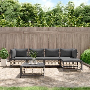 vidaXL, vidaXL 6-tlg. Garten-Lounge-Set mit Kissen Anthrazit Poly Rattan