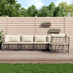vidaXL, vidaXL 5-tlg. Garten-Lounge-Set mit Kissen Anthrazit Poly Rattan