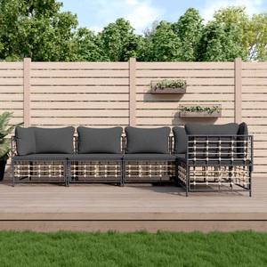 vidaXL, vidaXL 5-tlg. Garten-Lounge-Set mit Kissen Anthrazit Poly Rattan