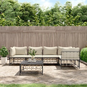 vidaXL, vidaXL 6-tlg. Garten-Lounge-Set mit Kissen Anthrazit Poly Rattan