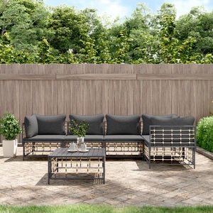 vidaXL, vidaXL 6-tlg. Garten-Lounge-Set mit Kissen Anthrazit Poly Rattan