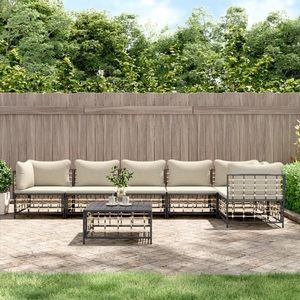 vidaXL, vidaXL 7-tlg. Garten-Lounge-Set mit Kissen Anthrazit Poly Rattan