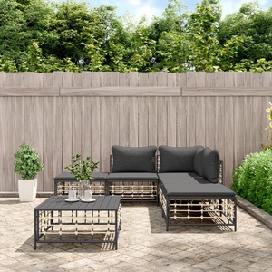 vidaXL, vidaXL 6-tlg. Garten-Lounge-Set mit Kissen Anthrazit Poly Rattan