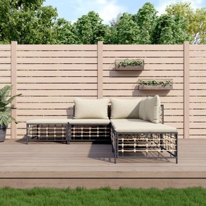 vidaXL, vidaXL 5-tlg. Garten-Lounge-Set mit Kissen Anthrazit Poly Rattan