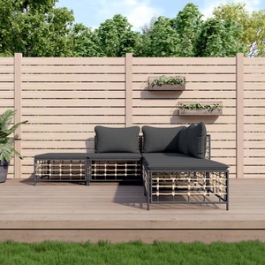 vidaXL, vidaXL 5-tlg. Garten-Lounge-Set mit Kissen Anthrazit Poly Rattan
