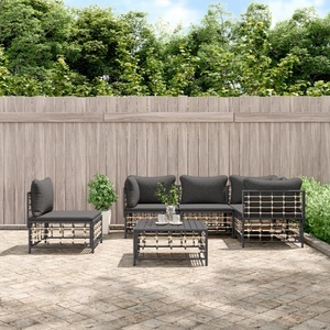 vidaXL, vidaXL 6-tlg. Garten-Lounge-Set mit Kissen Anthrazit Poly Rattan