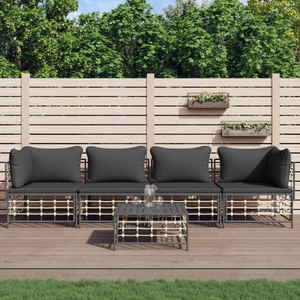 vidaXL, vidaXL 5-tlg. Garten-Lounge-Set mit Kissen Anthrazit Poly Rattan