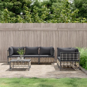 vidaXL, vidaXL 6-tlg. Garten-Lounge-Set mit Kissen Anthrazit Poly Rattan