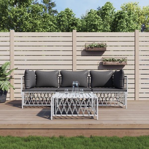 vidaXL, vidaXL 4-tlg. Garten-Lounge-Set mit Kissen Weiß Stahl, VidaXL - Garten lounge set stahl, One Size, Weiss