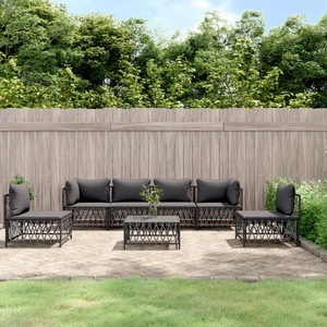 vidaXL, vidaXL 7-tlg. Garten-Lounge-Set mit Kissen Anthrazit Stahl, vidaXL 7-tlg. Garten-Lounge-Set mit Kissen Anthrazit Stahl