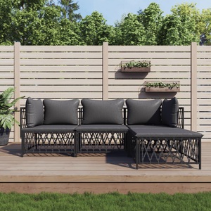 vidaXL, vidaXL 4-tlg. Garten-Lounge-Set mit Kissen Anthrazit Stahl, vidaXL 4-tlg. Garten-Lounge-Set mit Kissen Anthrazit Stahl