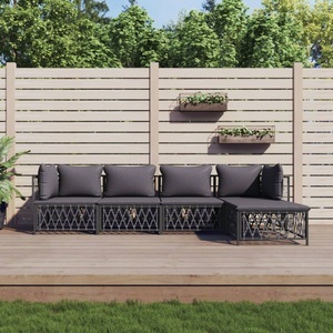 vidaXL, vidaXL 5-tlg. Garten-Lounge-Set mit Kissen Anthrazit Stahl, vidaXL 5-tlg. Garten-Lounge-Set mit Kissen Anthrazit Stahl
